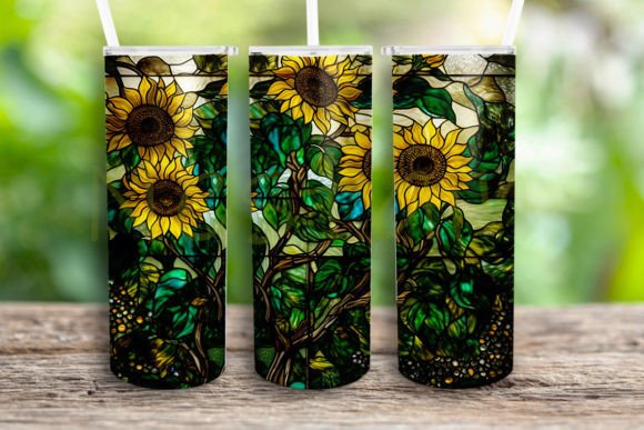 Bring Artistry to 20oz Tumblers with Stained Glass Sunflower Templates