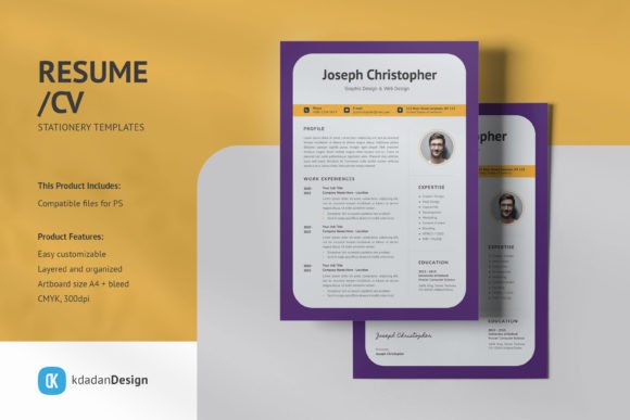 Resume/CV PSD Design Templates Vol 180: A Design Edge for Your Career