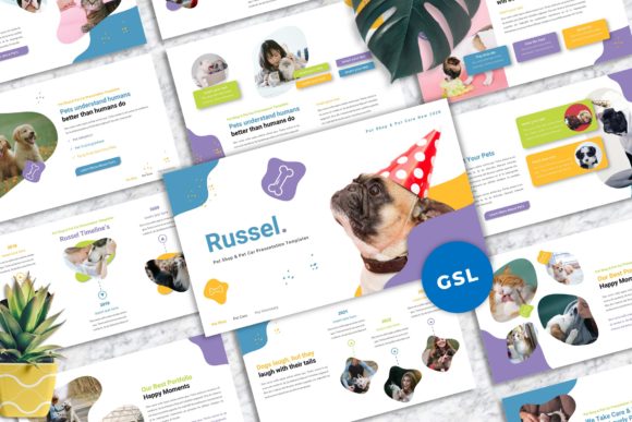 Russel - Pet Care Googleslide Templates: A Designer's Go-To for Polished, Pet-Themed Presentations